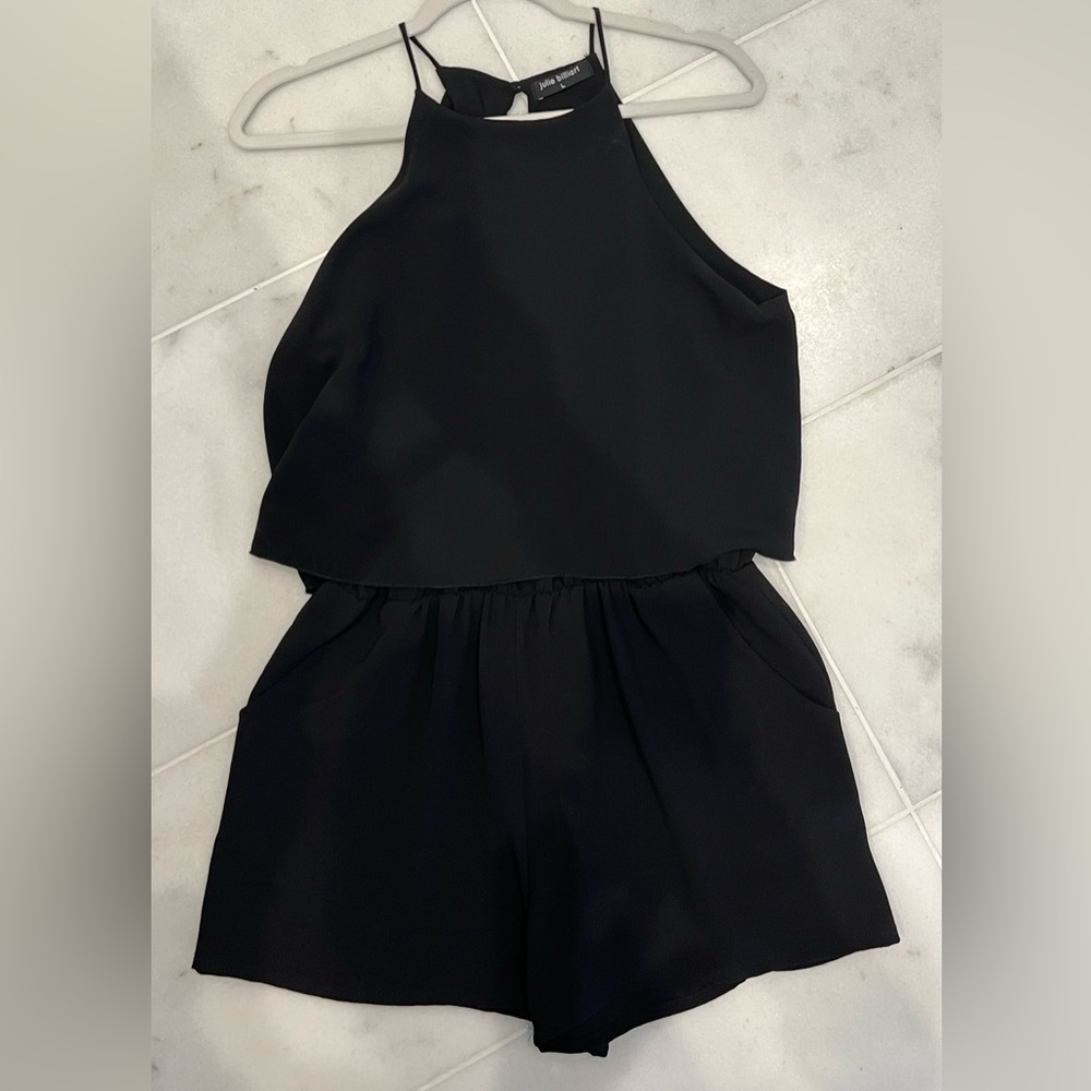 Julie Billiart black romper with pockets. Large